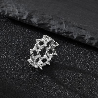 Punk Irregular Thorns Ring for Men,Anti Allergy Stainless Steel Six Pointed Star Ring,Hiphop Trendy Zircon Gift