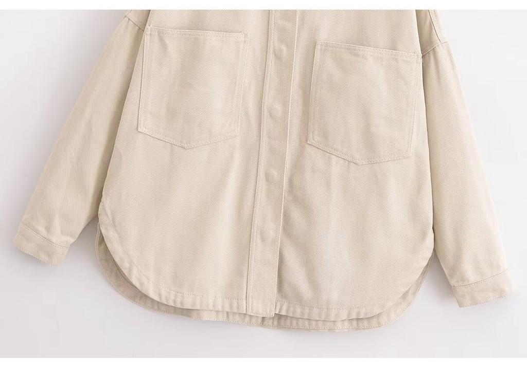 Plus-size Retro Lapel Long Sleeve High-Quality Denim Shirt Jacket for Women