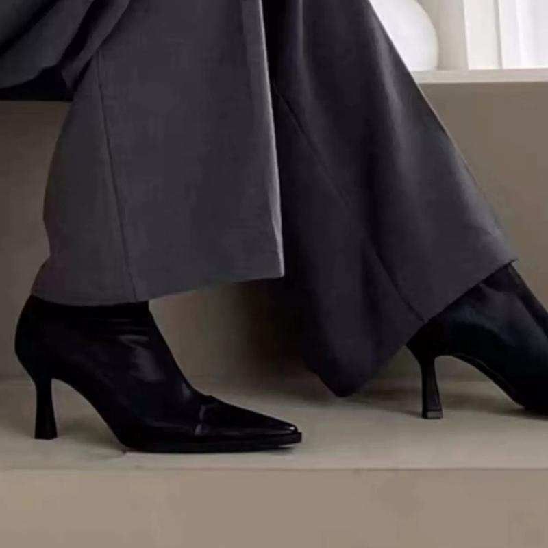 Fashion Pointed Toe Women Short Boots Fashion Zippers Slim Ankle Booties Thick High Heel Autumn Winter Ladies Shoes