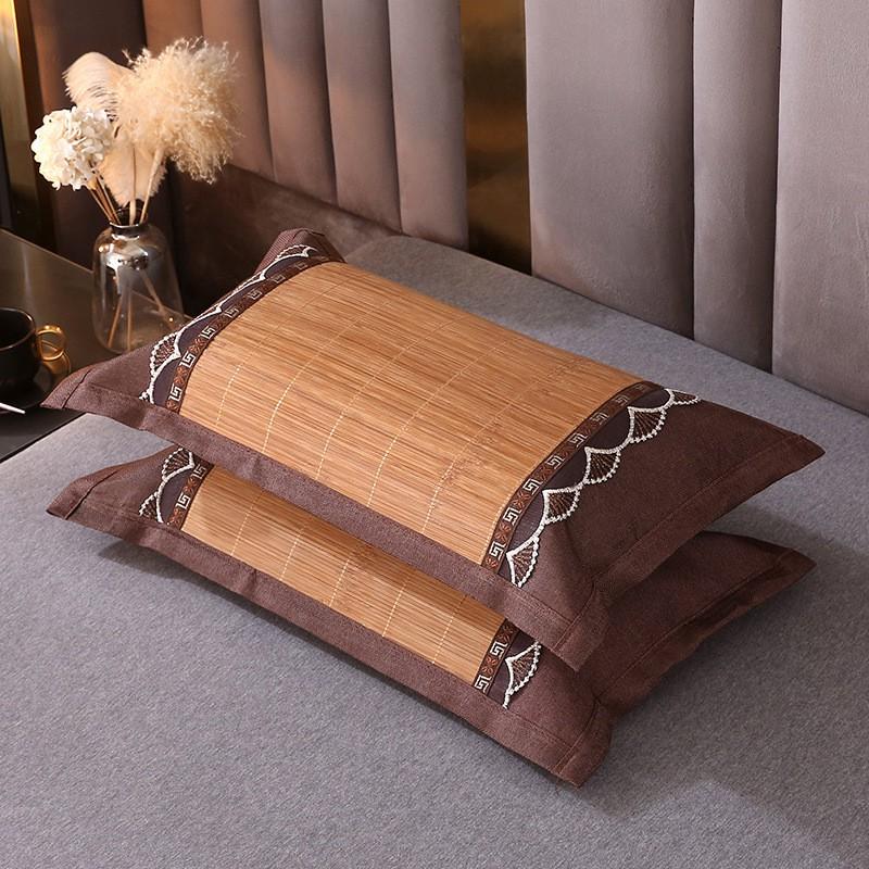 Cooling Buckwheat Pillow Adults Students Breathable Ice Silk Bamboo Cover Single Bed