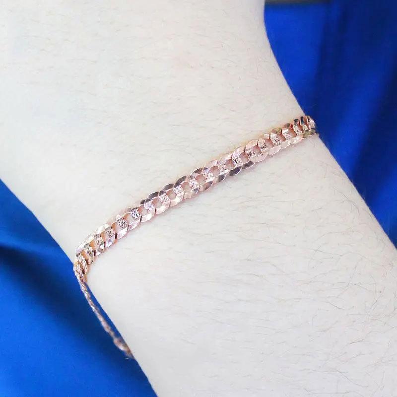 Pure 585 Purple Gold Luxury Color Gold Plated Rose Gold Fashion Korean Version Design Color Gold Bracelet
