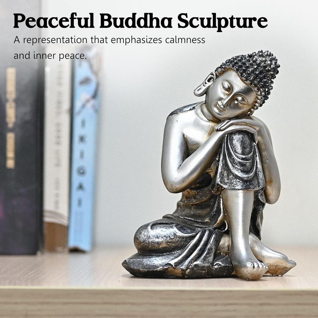 Nachdenkliche Geschenke für Männer – Ruhende Buddha-Statue auf dem Knie | 6-Zoll Lord Buddha Schauobjekt für Wohnzimmer, Meditationsräume, Büro