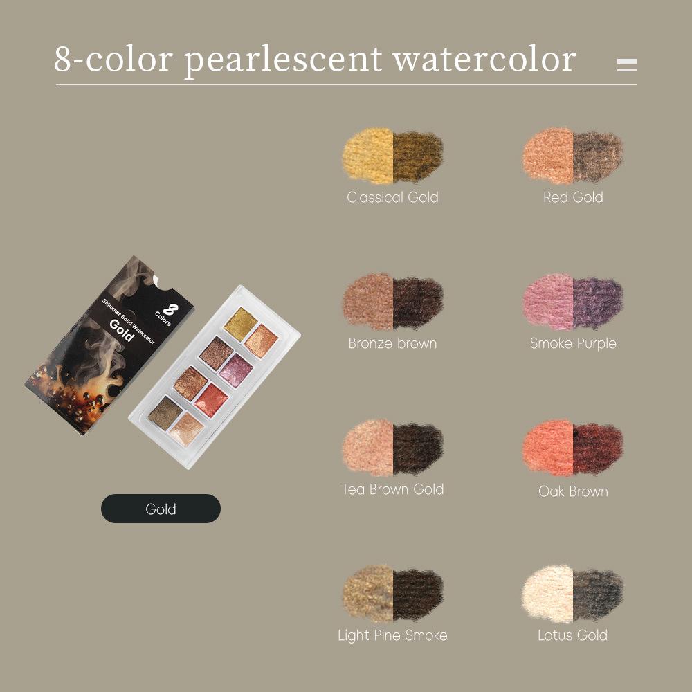 8/12color Pearlescent Handmade Solid Watercolor Pigment Solid Color Smudge for Diy Nail Painting