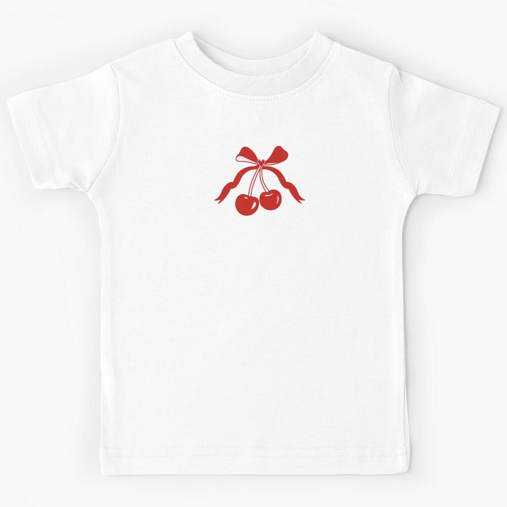 Red cherries with bow. Heart bow. Kids T-Shirt 170
