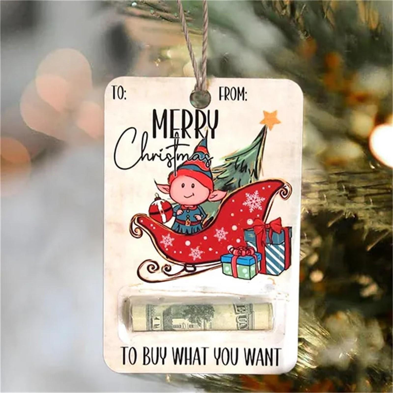 

Рождественские держатели денег в подарок, рождественские держатели денег для наличных, деревянные рождественские держатели денег в подарок, рождественские держатели денег, подвесной декор One Size