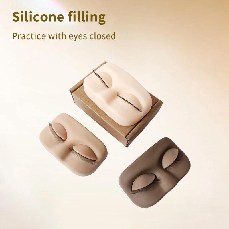 Mini Lash Flat Model Head Practice Eyelash Extension Training Head With Removable Replacement Eyelids With False Eyelashes