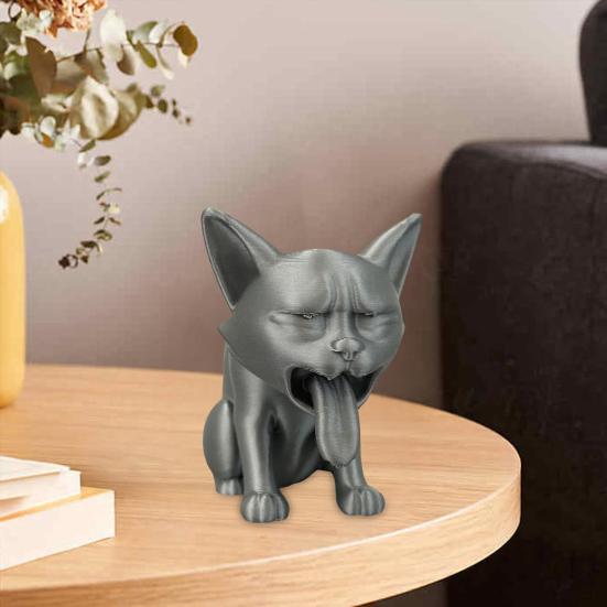 3D Printed Vomit Cat Figurine Plastic Kitten Statue Animal Sculpture