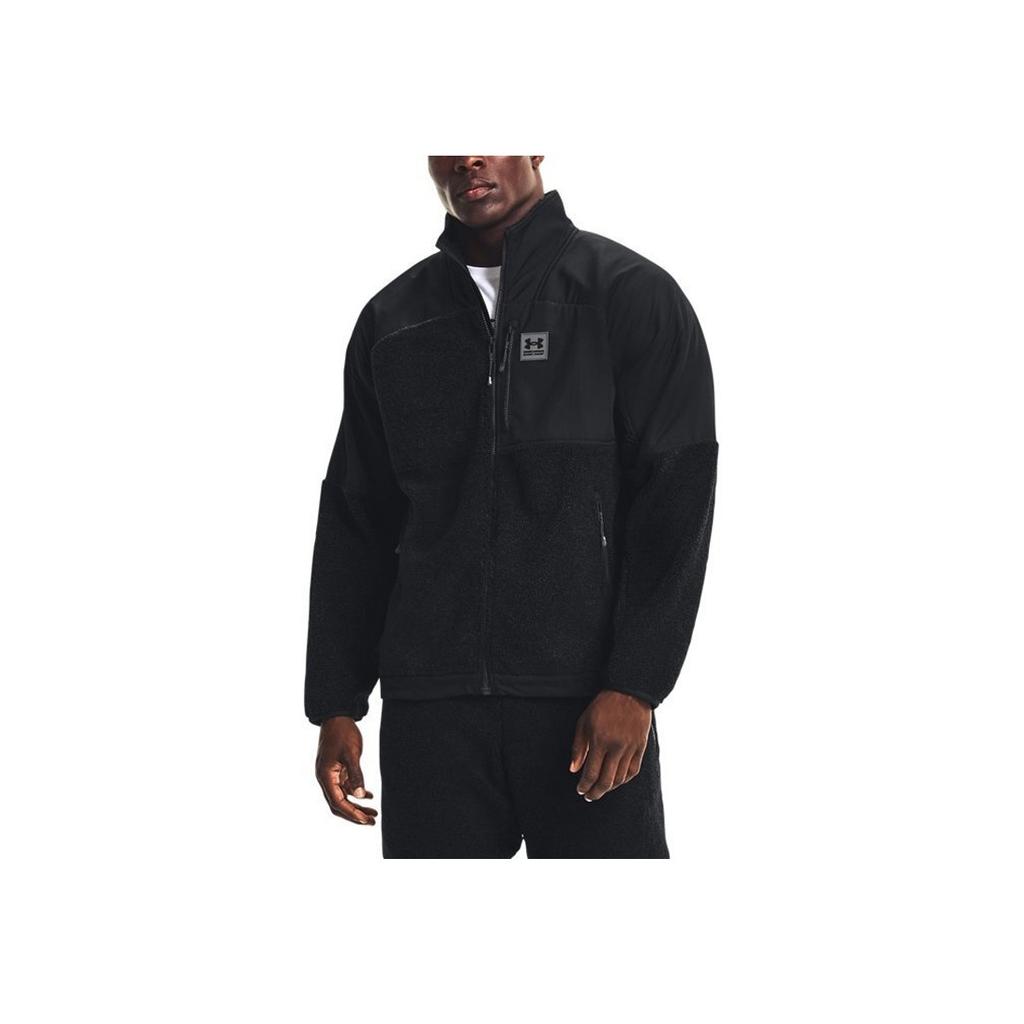 Under Armour Logo Pattern Loose-Fit Sherpa Zip-Up Jacket Men Jacket Black 1366091-001