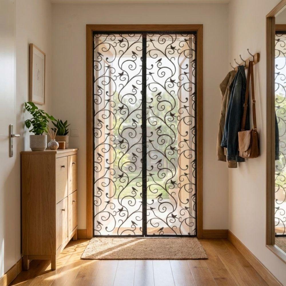 Vine Pattern Magnetic Screen Door Automatic Self-adhesive Door Curtain Mesh Door Screen  Kitchen
