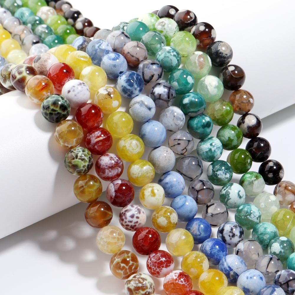 1 Strang Natürliche Achate Steinperlen Anhänger Bunt Rund Lose Perlen Edelsteinperle DIY Armband Ohrringe Schmuckzubehör 6/8/10mm