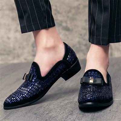 Diseñador Nuevo Hombres Puntiagudos Brillo Pedrería Cuero Vestido Zapatos Casuales Caballero Corbata Mocasines Boda Regreso Calzado