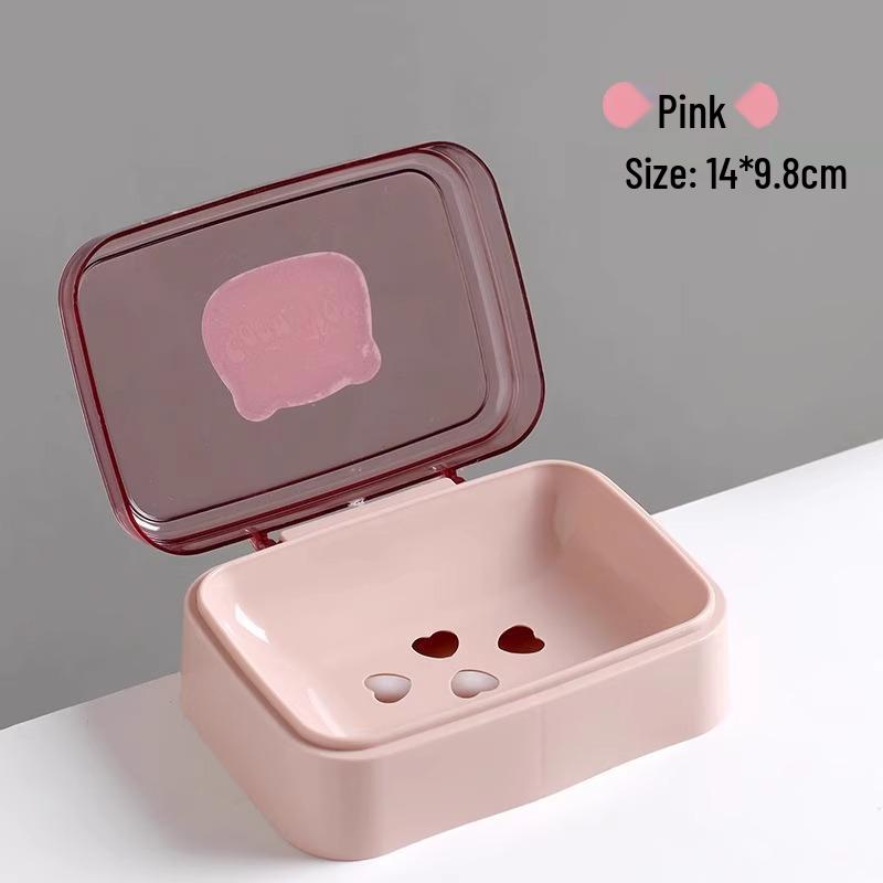 New Cute Soap Holder with Lid - Plastic Bathroom Storage Rack