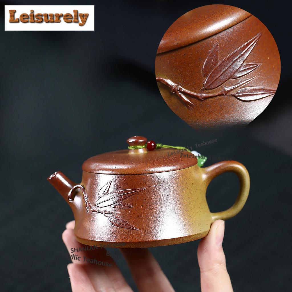 150ml Yixing Lila Ton Teekannen Handgemacht Stein Schöpfkännchen Rohmaterial Goldabschnitt Ton Teefilter Kanne Mit Sieb Zisha Teegeschirr