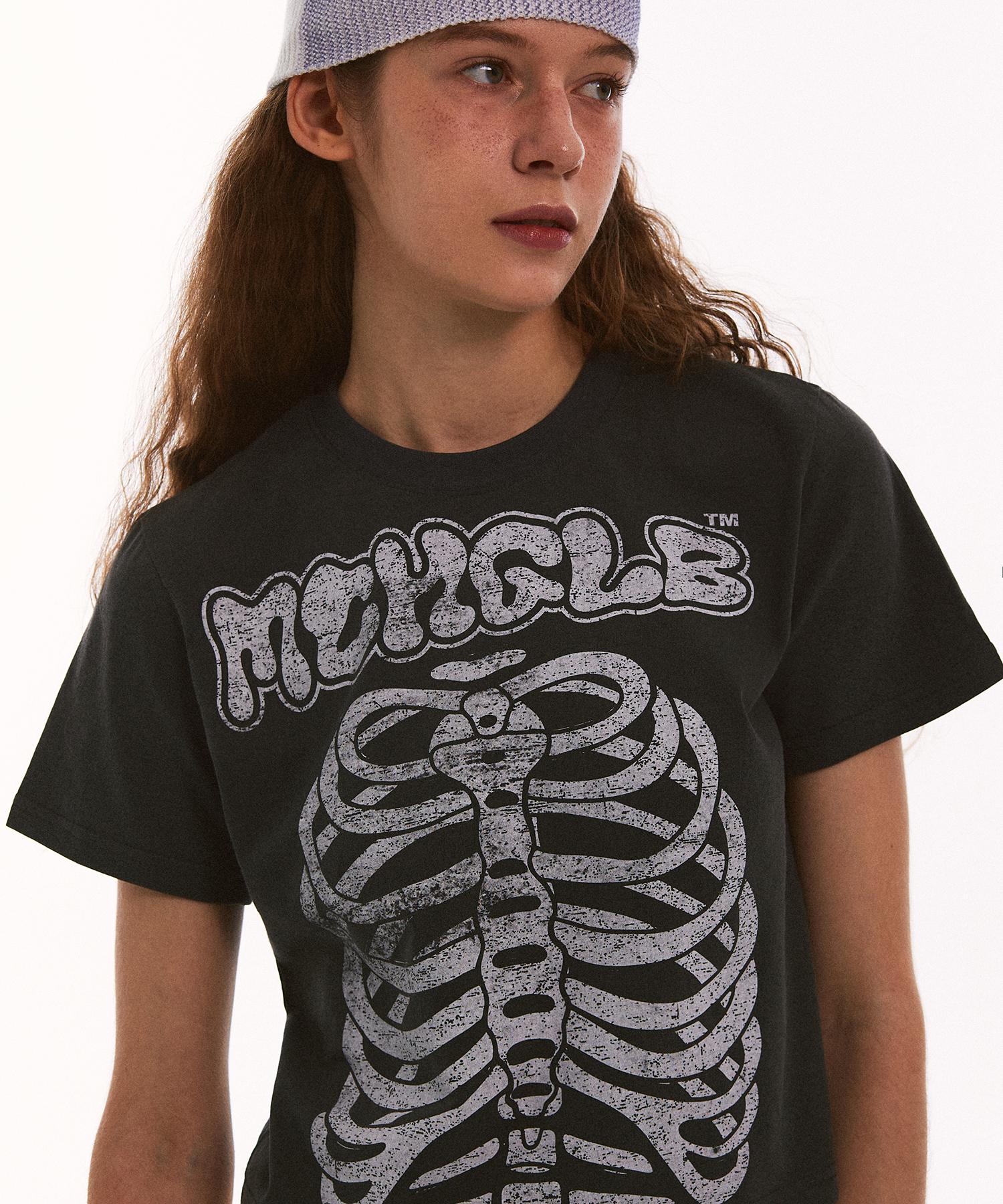 Match Glove Vintage Bones Crop Top (Dark Gray) Dark Gray/Free