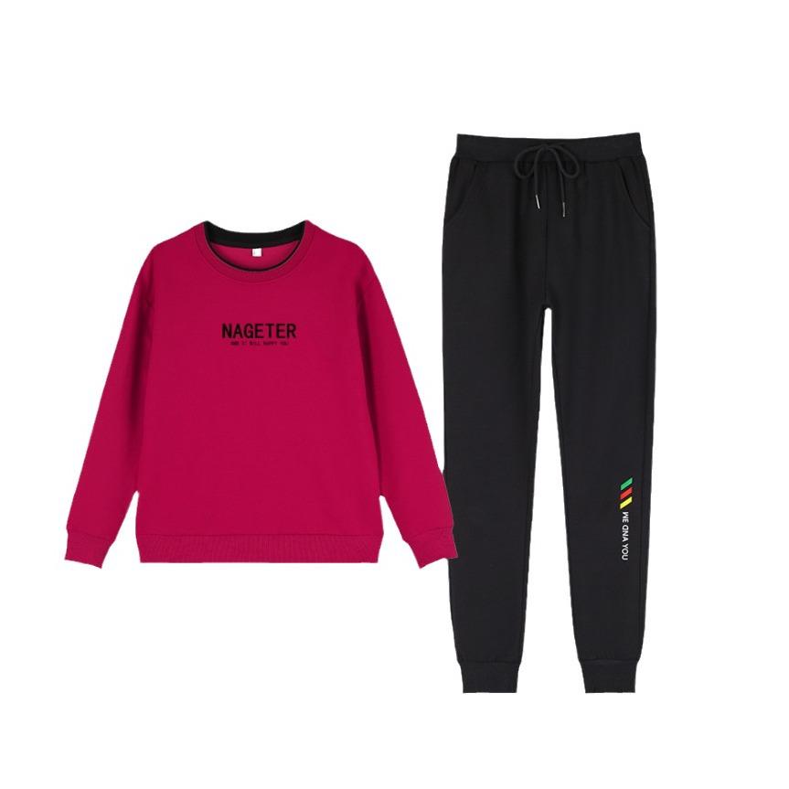 Women's Round Neck Sportswear Set - New Spring/Autumn Fashion: Leisure Sweater Two-Piece Suit