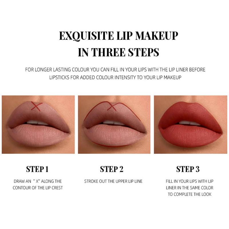 Dimshow Liquid Lip Gloss Lipliner Pencil Combination Durable Easy Makeup Matte Lipstick Velvet Lipliner Don'T Take Off Makeup