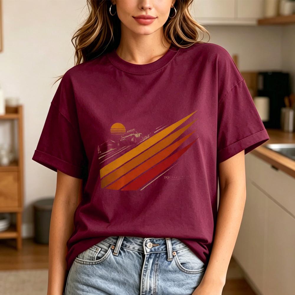Retro Desert Offroad Tee Sunset Stripes Adventure Graphic Tshirt Offroad Lover Gift Tshirt Vintage Speed Style Adventure Tops