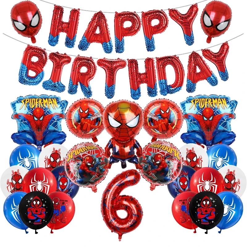 1set Spiderman Balloon Red Spiderman And Friends Aluminum Foil Balloon Baby Shower 1-9 Years Birthday Party Decorations Kids Toy