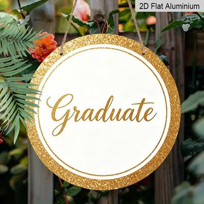 2D Flat Aluminum Graduation-themed Wall Hangings, Available In Multiple Sizes, with A Shimmering Gold and Understated Luxury Design, Are The Perfect