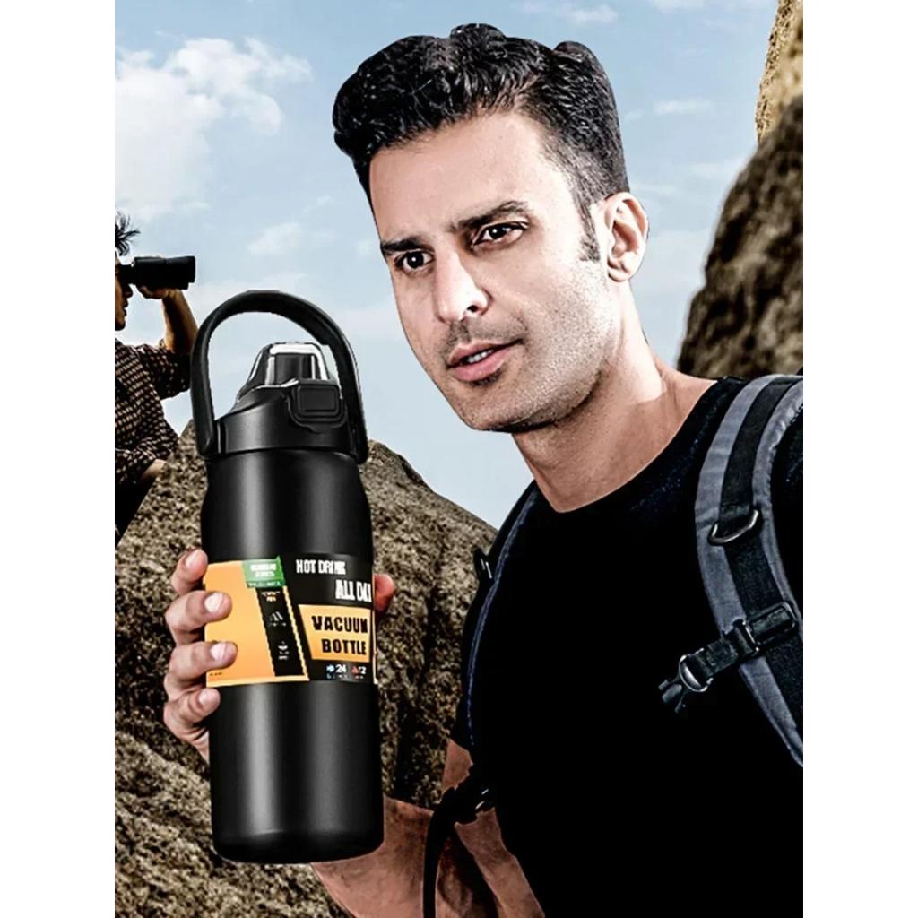 Portable Thermos with Straw 304 Stainless Steel Thermal Mug Tumbler Coffee Cup Steel Thermal Mug Tumbler Hot Water Water Bottle