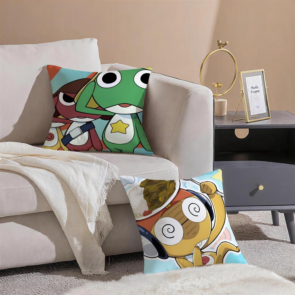 KKeroro GGunsouS Frog Cushion Cover Pillowcase Short Plush Invisible zipper Room Sofa Cushion Cover