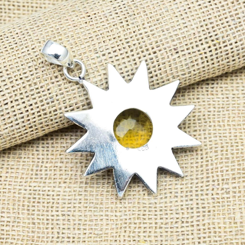 Fantastisk Citrin Edelsten 925 Solid Sterling Sølv Smykker Håndlaget Kjede Anheng Gave Til Henne