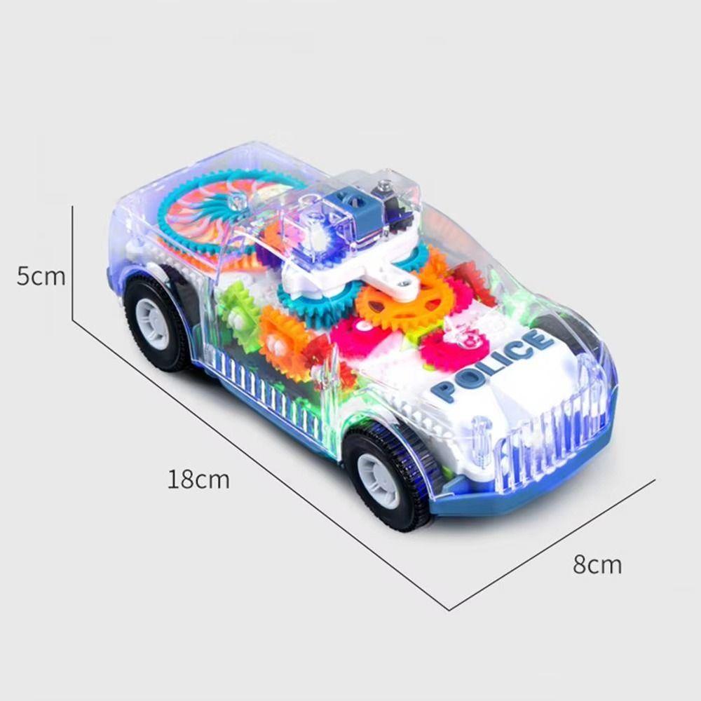 1Pcs Spinning Gears Police Car Toy LED Lights Music Car Model Durable Light Up Toy Car  for Kids