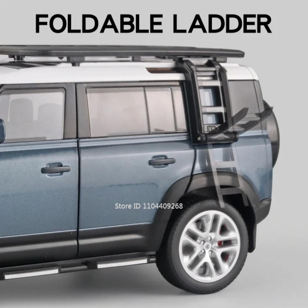 Large 1:18 Land Rover Defender Range Rover Alloy Model Car Toy Metal Diecast SUV Off-road Vehicles Collection Sound Light Gifts