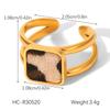 Euro-Amerikaanse stijl geometrische luipaardprint roestvrijstalen open ring voor dames, niet-vervagende titanium stalen ring