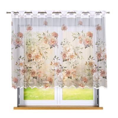 Manila Ready-Made Jacquard White Curtains With Flowers 240X140 Cm