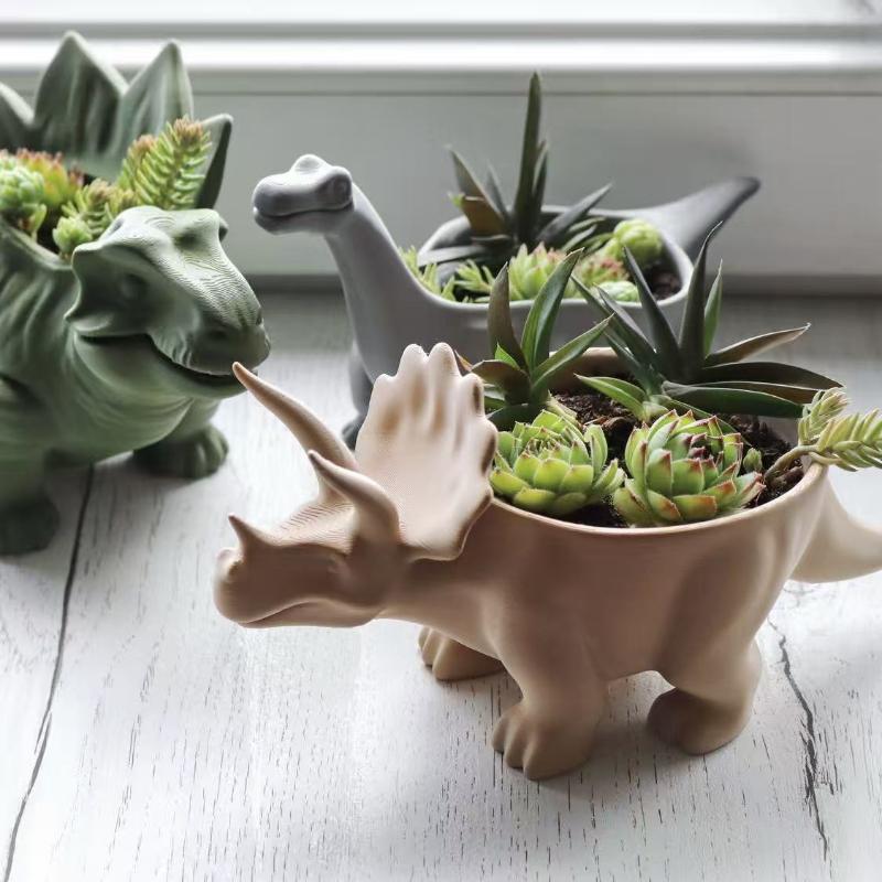 3D Printed Dinosaur Flowerpot Unique Novelty  Pot Cute Desktop Decor for Office Living Room Home Decoration