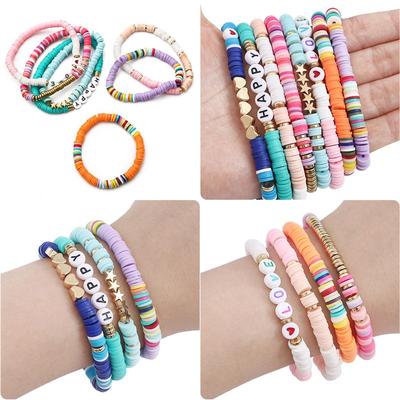 1 ensemble/sac 6mm Feuille d'Argile Polymère Boîte Matériau Paquet DIY Fait Main Bracelet Cordon Perle Petits Accessoires de Bijouterie Matériaux