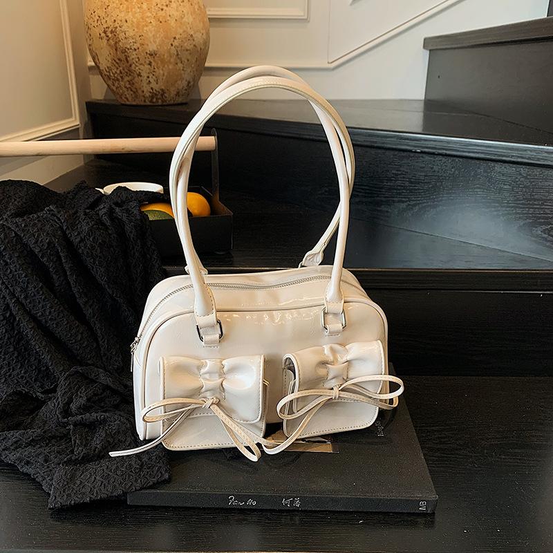 Premium underarm bag women's new 2025 niche bow baguette bag fashion cross mirror shoulder bag