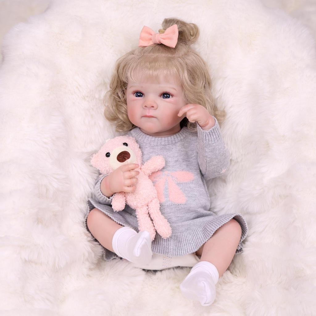 KEIUMI 18 Inch Realistic Reborn Baby Doll Full Silicone Vinyl Cute Girls Early Education Toy Birthday Gift