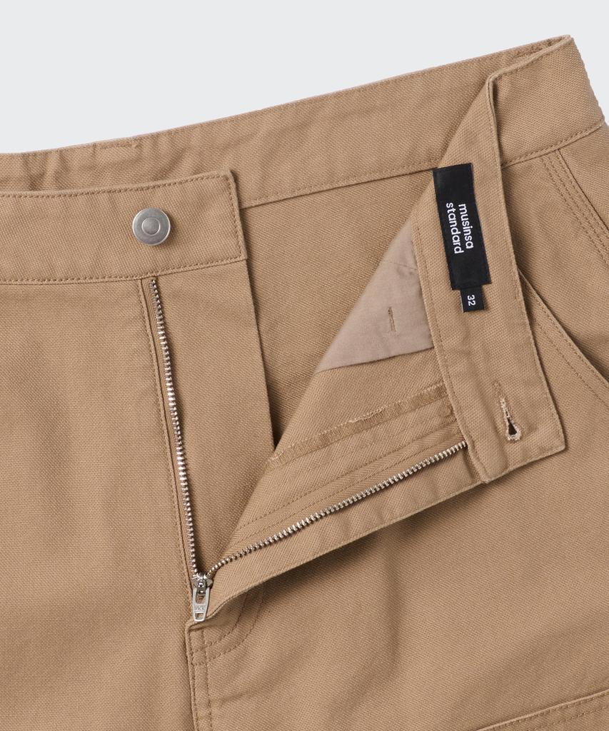Musinsa Standard Canvas Wide Double Knee Carpenter Pants [Beige]