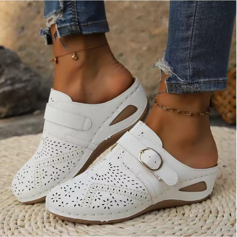 Summer Women's Slippers Hollow Beach Shoes Wedge Heels Womens Sandals Non Slip Durable Shoes for Women Retro Sandalias De Mujer
