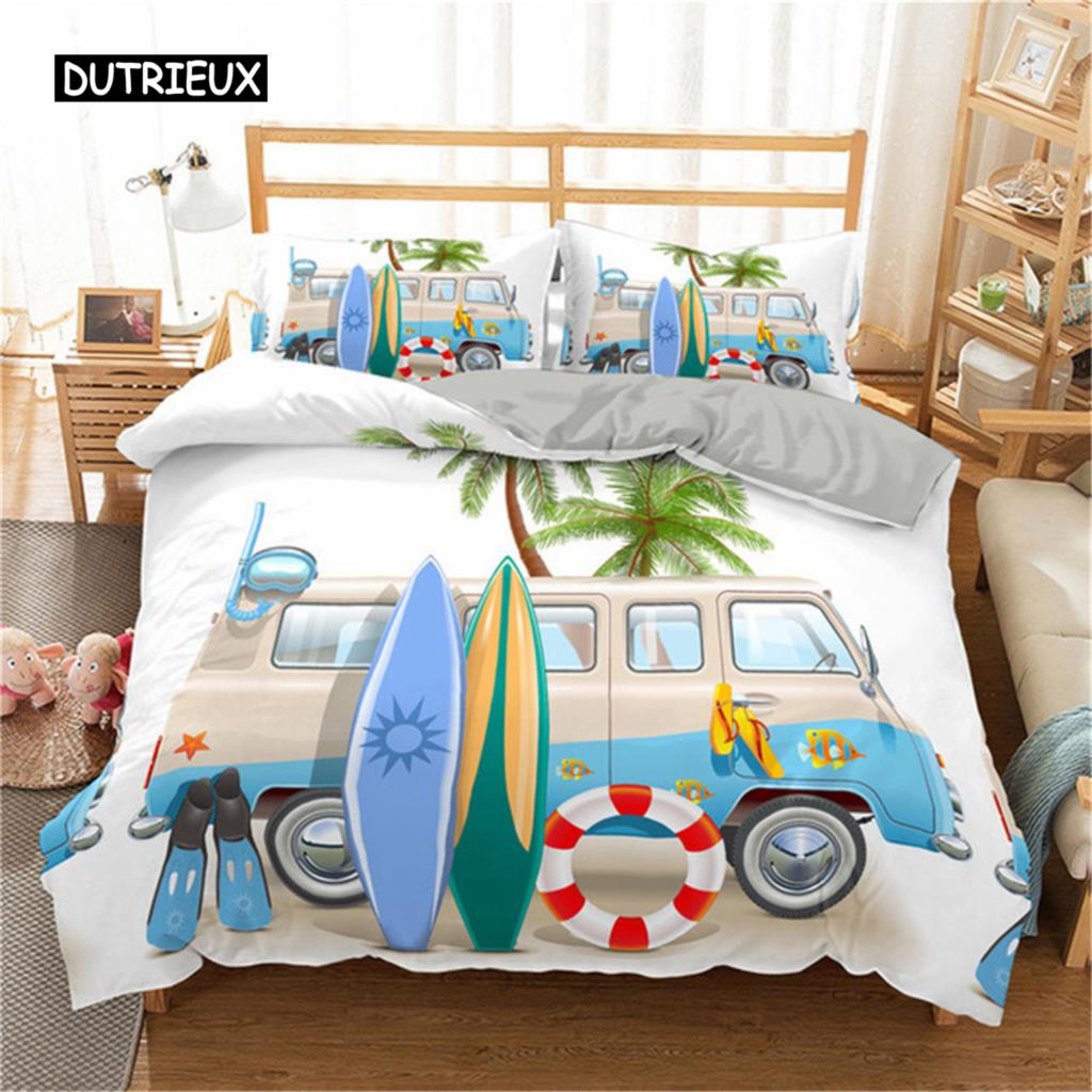 2/3-teiliges Einfache Cartoons Auto Bettwäscheset Hohe Qualität Kind Bagger Kran Polyester Bettbezug Einzeln Doppel Voll Queen King Size