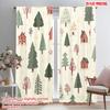 2pcs 2D Plane Printing Curtain Fabric Cute Winter Village Trees Houses (3) 100% Polyester (without Rod) All Seasons Ldeal for