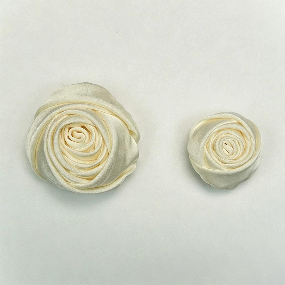 3.5Cm 5Cm Thick Silk Satin Fabric Flower 3D Rose Diy Simulation Flower Chest Flower Head Flower Accessories Clothing Accessories