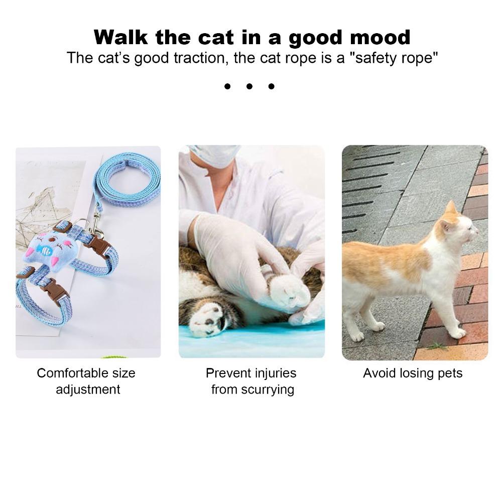 Escape-Proof Anti-Lost Cat Harness Adjustable Pet Walking Harness for Walking