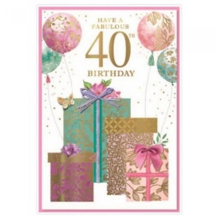 Simon Elvin Present 40th Birthday Greetings Card (Pack of 6)