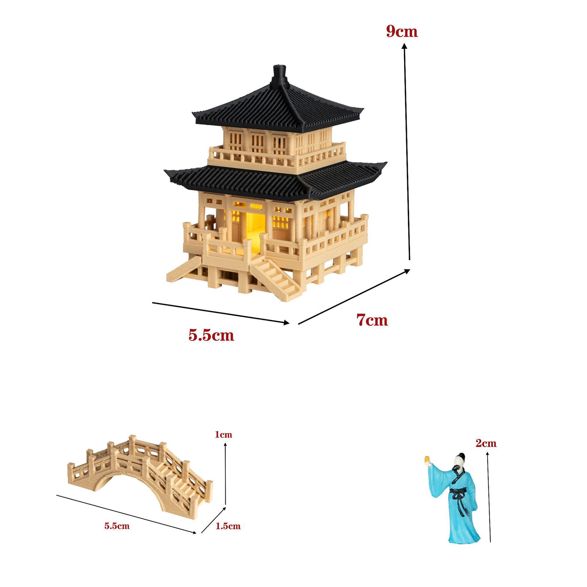 Ancient Style Miniature Landscape Tower & House Ornaments for Aquatic and Terrestrial Tanks