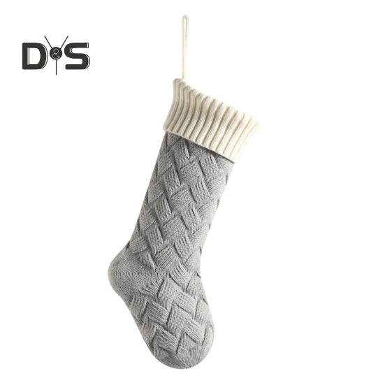 Large Knitted Christmas Stockings 18" Xmas Gift Stocking Hanging Decorations Festive Decor Candy Toys Bag Hanging Stocking for Mantel Window