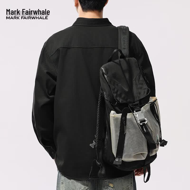 MARK FAIRWHALE Men's Loose Fit Workwear Long Sleeve Shirt