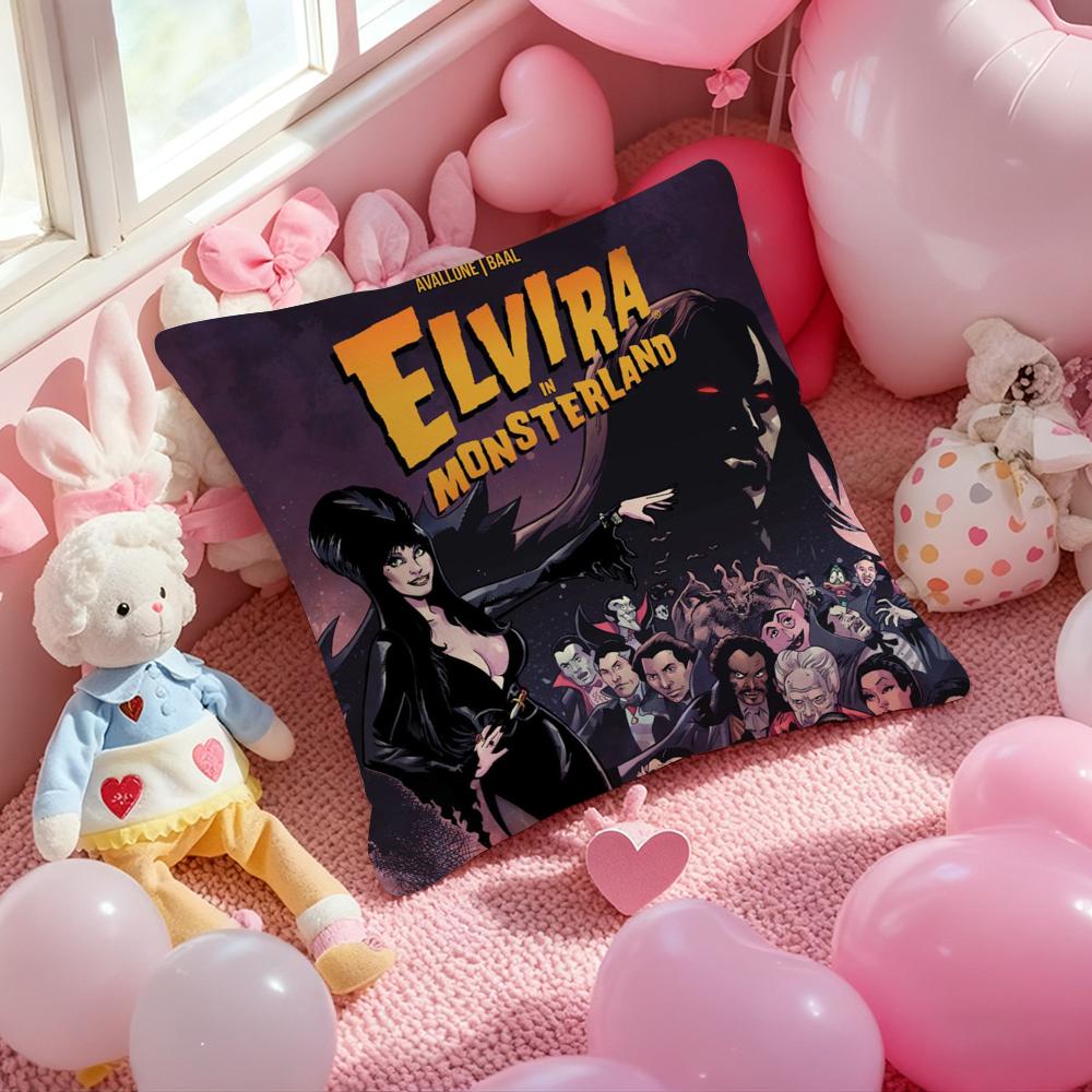 E-ElviraS Mistress of the Dark Cushion Cover Pattern Printed Pillowcase for Living Room Sofa Cushion Cover & Bedroom Decor