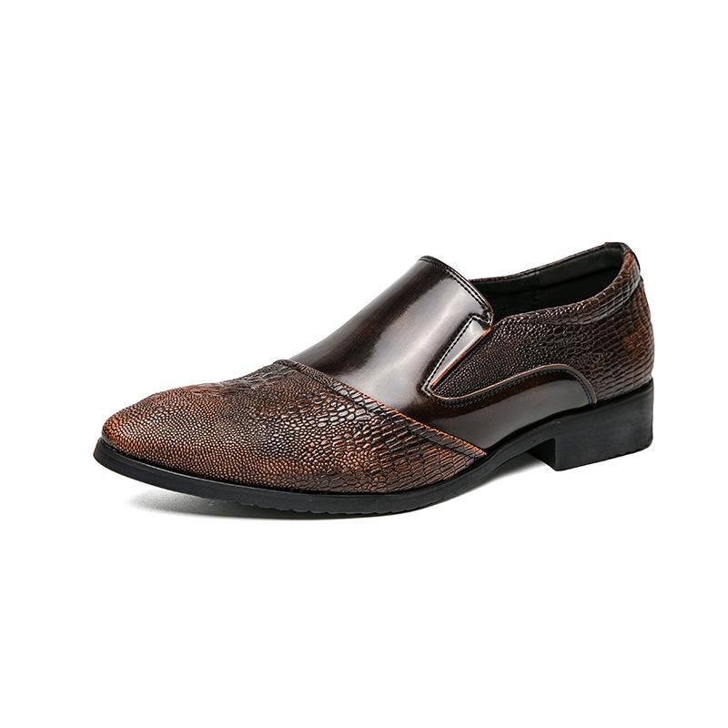 Business dress leather shoes Brock leather shoes men's versatile Korean version engraved casual pointed suit groom wedding men's shoes