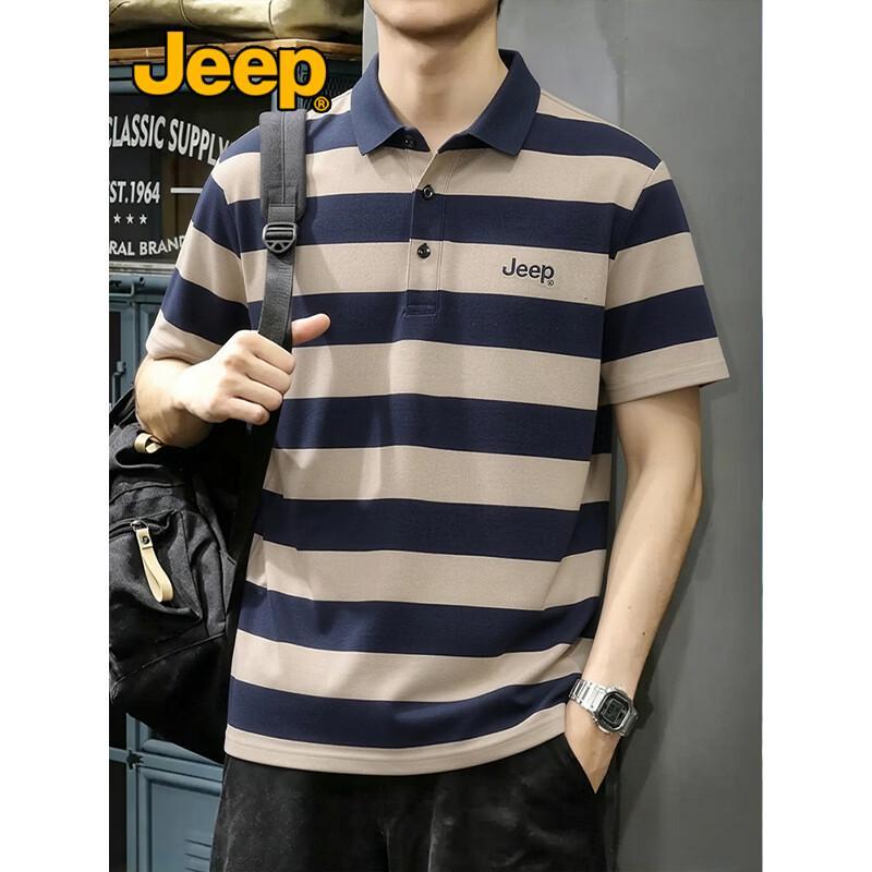 JEEP Men s Pearl Cotton Color-block Polo Shirt L
