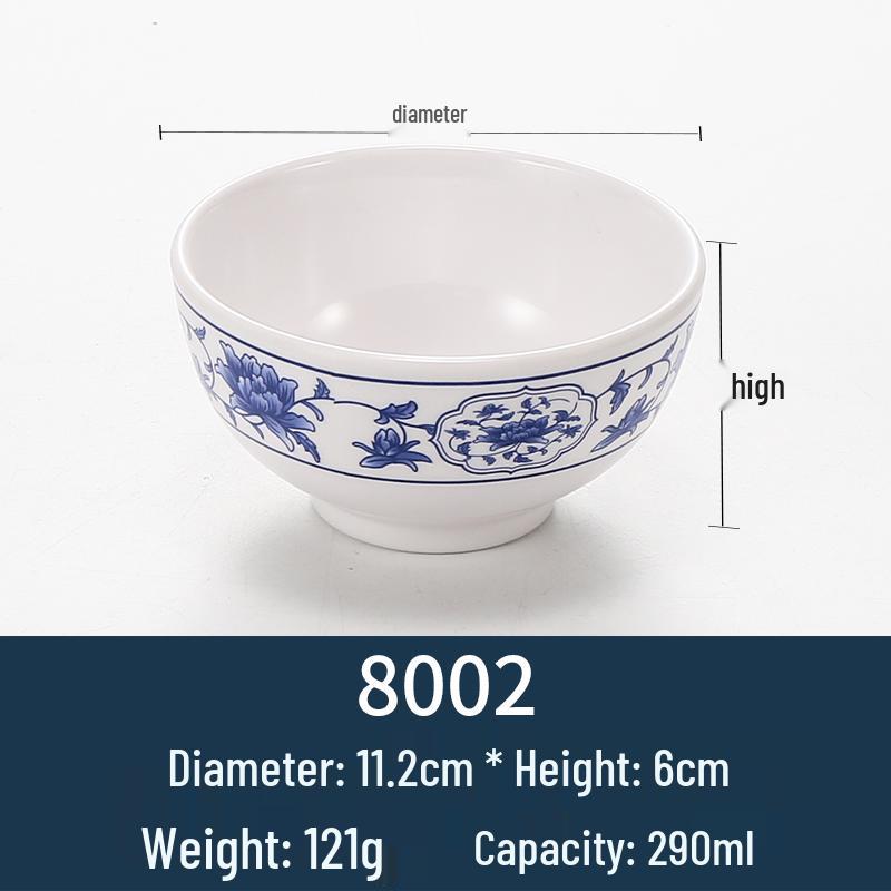 Melamine Blue & White Porcelain-Style Small Bowl for Seasoning, Rice, Porridge, Soup - Ideal for Hotels & Restaurants