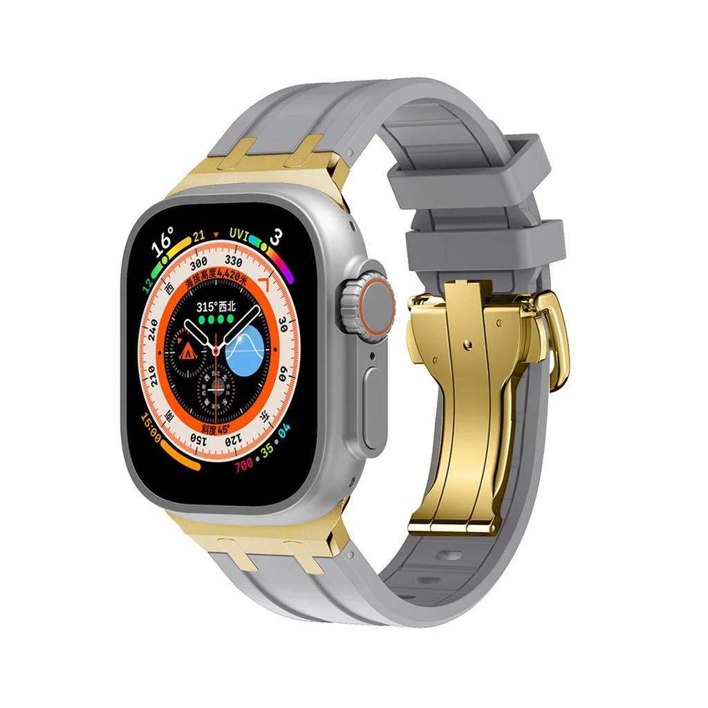 Soft Silicone Strap For Apple Watch Ultra 2 1 49mm Series 9 8 7 41 45mm Rubber Band For iWatch 6 5 4 se 42mm 44mm Mens Bracelet