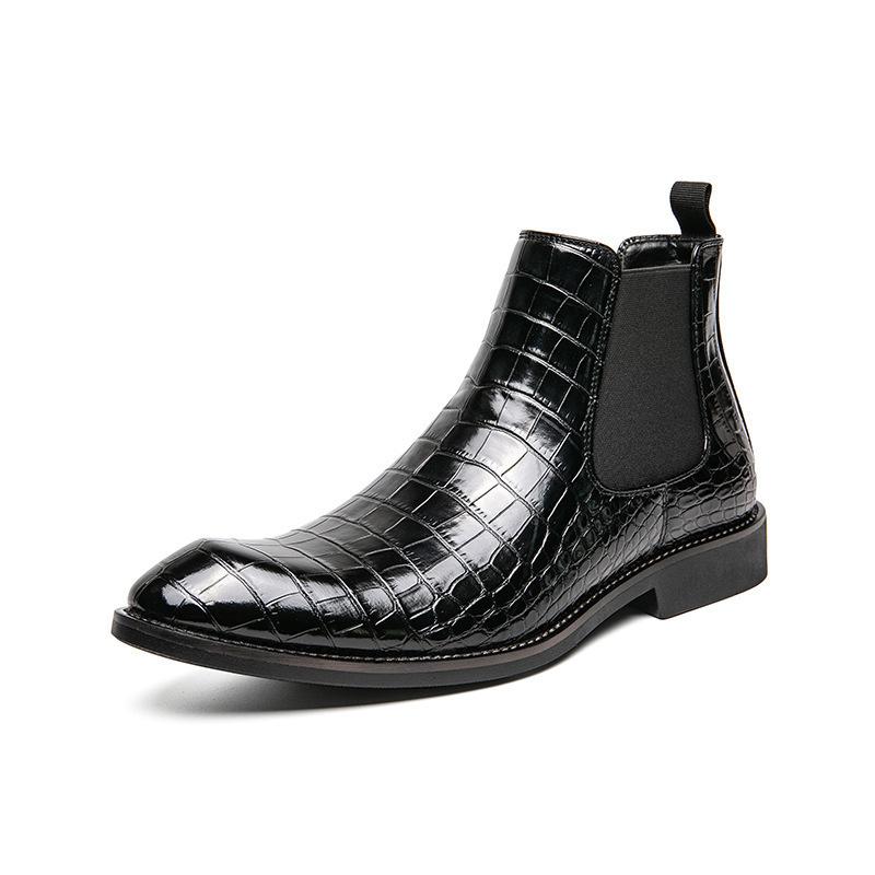 2025 Autumn and Winter Men's Shoes Retro Trend Chelsea Boots High-top Large Size Leather Short Boots Fashionable European and American 6812 Boots